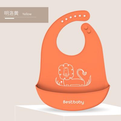 China Antibacterial Silicone Bpa Free Waterproof Strip Color Washable Cartoon Baby Bib Baby Food Bib for sale