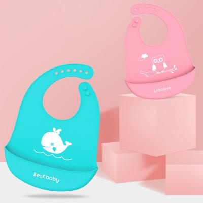 China Disposable Bpa Free Kids Loading Waterproof Baby Silicone Bib Set Food Grade Colorful Silicone Baby Bib for sale