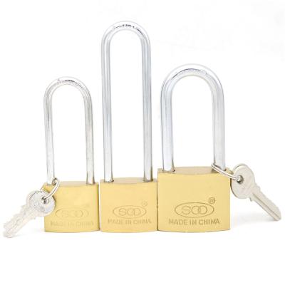 China Warehouse Chinese Supplier Extra Long Shack Imitate Brass Padlock Cylinder Iron Padlock Size 32-38-50-63-75mm for sale