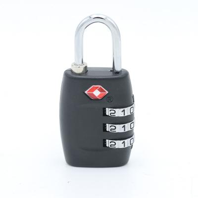 China TSA Warehouse Plastic Material Adjustable 3 Digit Combination Black Padlock With Harden Steel Shackle Suitcase Luggage Password Padlock for sale