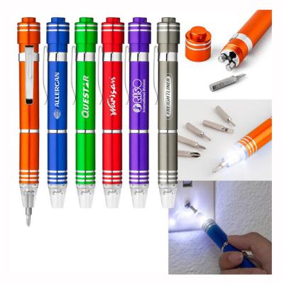 China Aluminum Alloy 6 IN 1 Pocket LED Pen-shaped Screwdriver for sale