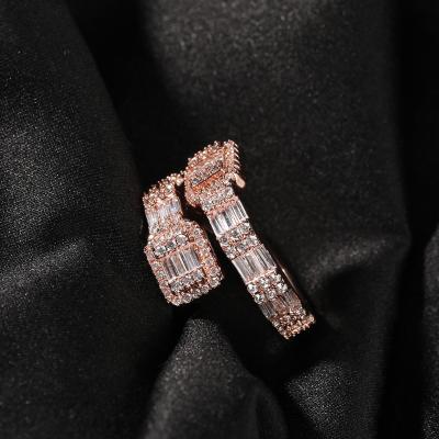 China Hiphop Hip Hop Opening Ring 18K Gold Plated Zircon Ring Fashion Jewelry Accessory for sale