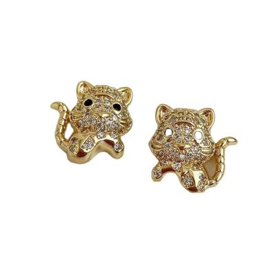 China Small earrings 2022 Chinese style alloy gold tiger tide earrings Tiger Spring Festival New Year national soft instant diamond earrings for sale