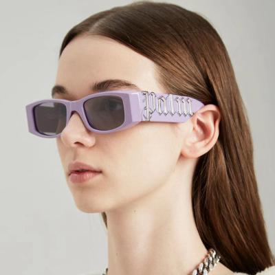 China Wholesale Custom Square Candy Color Letter Sunglasses Hip Hop Sunglasses For Men And Women for sale