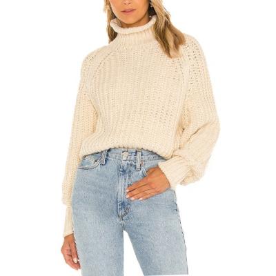 China 2023 Ladies Turtle Neck Solid Color Raw Wool Blend Sweater New Rolled Knitting Ribbed Knitting Knitwe Needle Edge Design Needle Sweater for sale