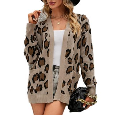 China 2023 new Anti-wrinkle product fit for women's casual sweater majority leopard print large size sweater handmade sweaters for sale