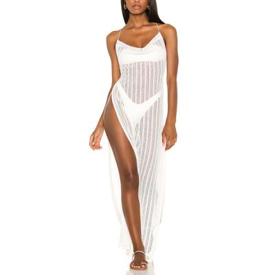 China Anti-Wrinkle Summer Hot Sales Sexy Women's Strapless Long Sweater Dress Beach Bodycon Knitted Long Party Long Split Lady's Strapless Knit Dress for sale