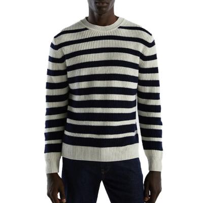 China Anti-wrinkle ODM&OEM trend custom men's winter casual streetwear knitwear striped chompas para hombre crewneck men knit pullover sweater for sale