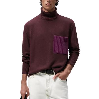 China Anti-wrinkle 2023 Winter Warm Turtle Neck Sweater Loose Plus Size Cashmere Sweater Ribbed Knit With Pockets Designer High Collar Sweater Men for sale