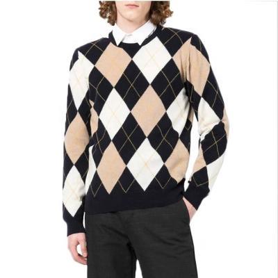 China wholesale 2023 New Autumn Crewneck Sweater Design Diamond Plaid Jacquard Anti-wrinkle Anti-wrinkle Knit Clothing Men Sweater Oversized Pullover for sale