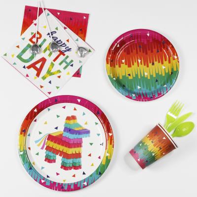 China Simple Happy Birthday Prints Party Tableware Birthday Theme Decor Birthday Decoration Sets for sale