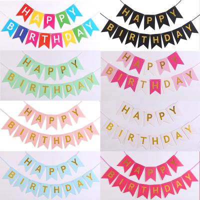 China Birthday Party Decoration Happy Birthday Banner Letter Flag Party Supplies Fishtail Hanging Banner for sale