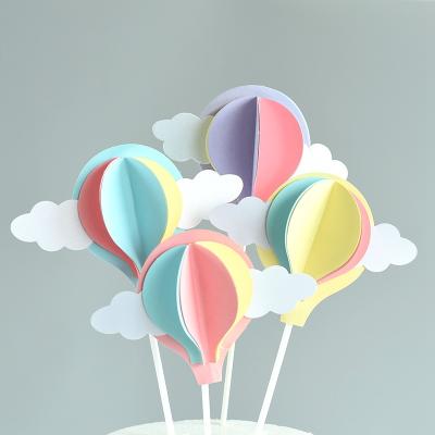 China 3d Cartoon Cake Decorating Cake Topper Colorful Hot Stunning 3d Cartoon Air Balloon Cloud Cake Topper for sale