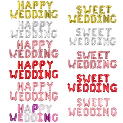 China Foil Film Wedding Party Decoration Supplies 16 Inch Letters Aluminum Foil Sweet Wedding Happy Balloons for sale