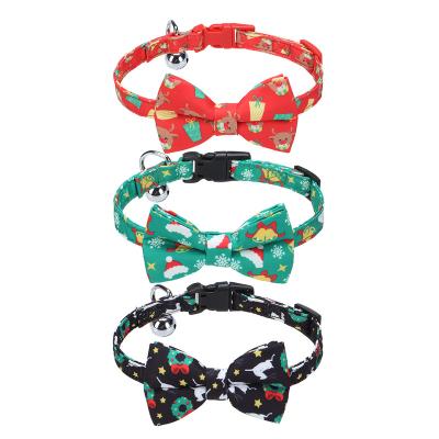 China Manufacturer Cheap Wholesale Adjustable Printing Pet Quick Release Dog Bow Collar Christmas JEWELED for sale