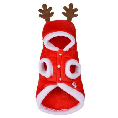 China Viable Winter Christmas Flannel Sweater Coat Dog Hoodie Santa Elk Warm Dog Clothes for sale