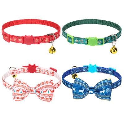 China Hot Sale DETACHED Christmas Amazon Bow Safety Detachable Pet Cat Collars With Bell for sale