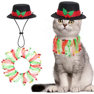 China Viable New Style Cute Pet Cat Dog Clothing Apparel Apparel Christmas Birthday Party Pet Hat And Collar Costume for sale