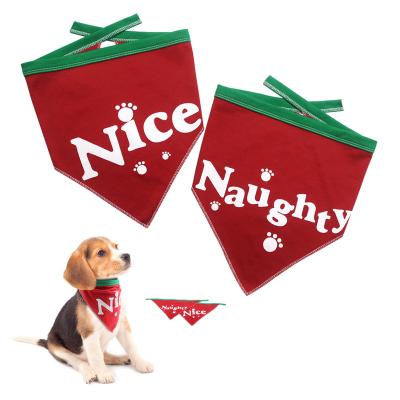 China Viable 2 Pack Custom Christmas Printed Dog Bandanas Soft Cotton Printed Dog Bandanas for sale