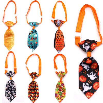 China Viable Custom Professional Printed Decorative Adjustable Nylon Dog Halloween Pet Collar Dog Neck Ties for sale