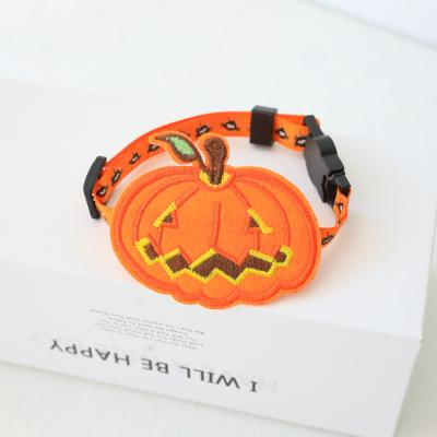 China DETACHED Pet Supplies Cute Adjustable Halloween Pumpkin Hat Cat Puppy Dog Collar Decoration for sale