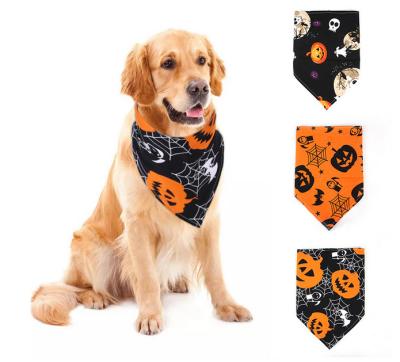 China Viable Latest Customized Logo Design Halloween Pumpkin Triangle Collar Polyester Dog Bandana for sale