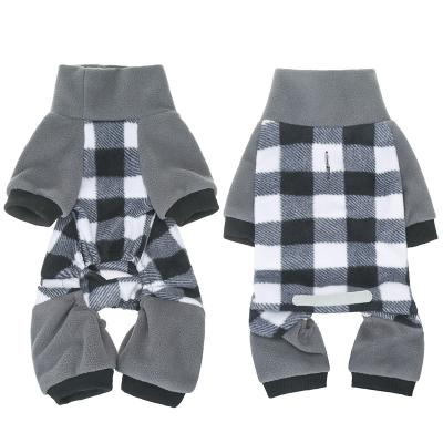 China New Design Viable Winter Dog Pajamas Gray Plaid Warm High Collar Shear Dog Clothes Pajamas for sale