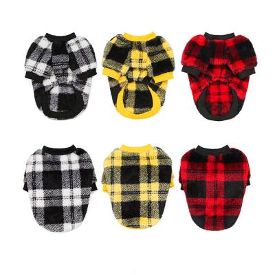 China Sustainable Wholesale Winter Dog Clothes Pet Clothes Soft Fleece Plaid Heated Bulldog Puppy Clothes for sale