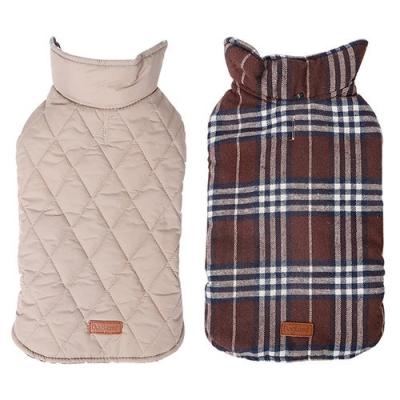 China Viable Custom Reversible Plaid Waterproof Designers Big Dog Clothes Winter for sale