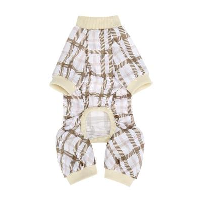 China Stocked wholesale all season plaid dog pajamas comfortable elastic quadruped clothes lovely for sale