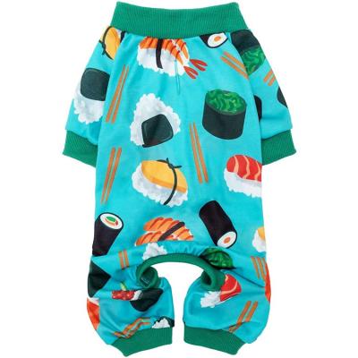 China Wholesale Viable Printing Pet Sleepwear Green Dog Sushi Fashions Soft Pet Clothes Pajamas Designer Cute Dog Clothes for sale