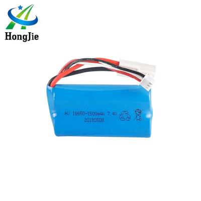 China Cylindrical toys 7.4V 1500mAh 15C 18650 lithium battery for pi 009 rc boat rc car rc helicopter for sale