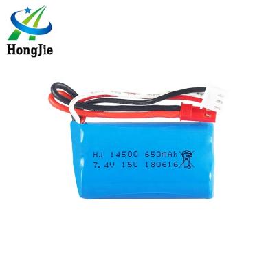 China Cylindrical toys 7.4V 650mAh 15C 14500 lithium battery for Syma F1 BR 6802 rc boat rc car rc helicopter for sale