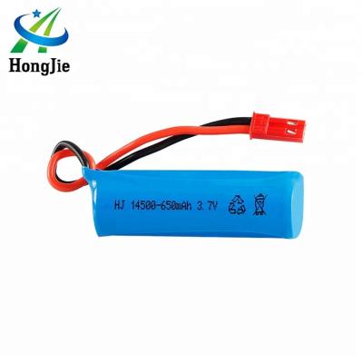 China Toys 14500 cylindrical 3.7V 650mAh lithium battery for rc car rc helicopter for sale