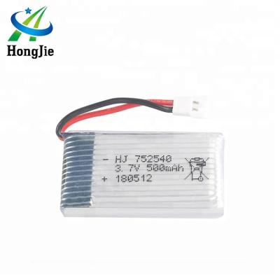 China Toys HJ Li-ion Polymer Battery 3.7V 500mAh 752540 RC Helicopter Rechargeable Lithium Battery Pack for sale