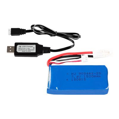 China Original toys 7.4V 1500mAh lithium battery rc boat speedboat battery set lipo battery pack for sale