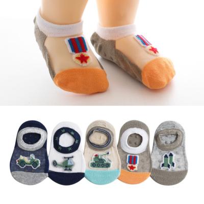 China Custom Cartoon Sporty Tube Sock Cut Cotton Baby Kids Boat Boy Socks for sale