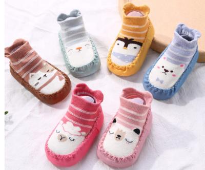 China Breathable Newborn Floor Sock Shoes Cartoon Babies Boy Girls Shoes Toddler Knit Baby Shoes for sale