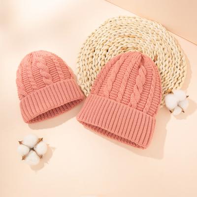 China 2pcs COMMON MY Miyar Mom and Me Hats Warm Parent-child Hat Baby Women Winter Acrylic Knitted Hats for sale