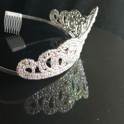 China Elegant Sparkly Princess Fashion Gold Ribbon Rhinestone Pageant Tiaras Crowns Factory Wholesale For Happy Birthday Women Girl for sale