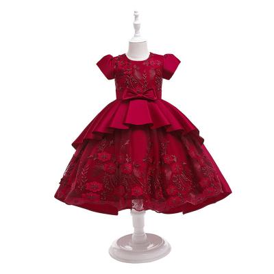 China Spaghetti Tie Up New Children's Princess Dress Children's Piano Performance Dress Trailing Flower Children's Western Skirt for sale