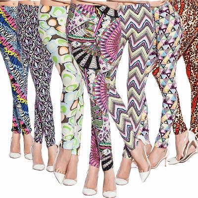 China Who respects the environment. European spring and autumn breathable pants ladies and American simple geometric triangle color printed casual pants gaiters pencil for sale