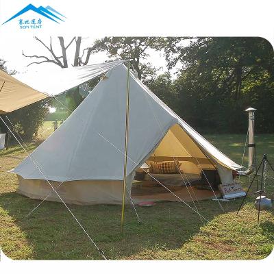 China Lightweight Camping Yurt 5m 6m 7m Camping Bell Tent Glamping Bell Canopy Tent With Stove à venda