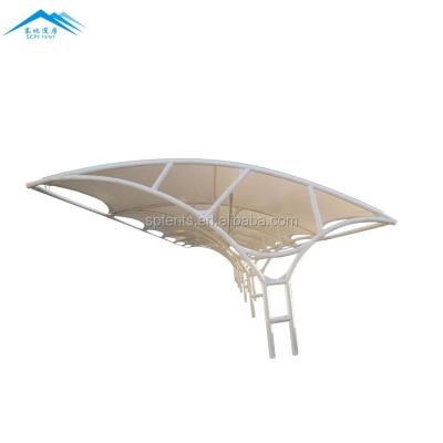 China Outdoor steel cantilever carport canopy membrane structure car shed parking tents for sale Te koop