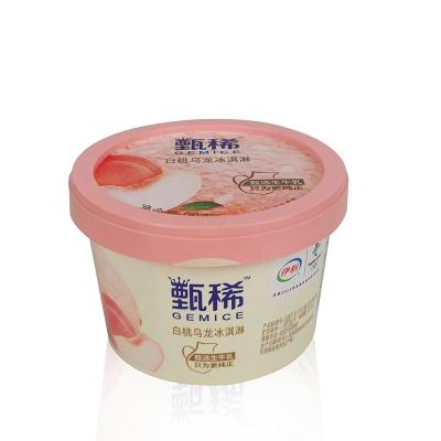 China Recycled Materials Wholesale Logo Printed Custom Paper Coated No Leaking Water Proof Paper Ice Cream Tub for sale