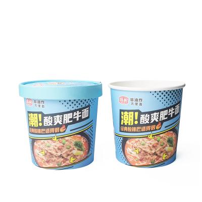 China Recyclable Disposable Printing Logo Fast Food Paper Hotpot Noodle Rice Cup Instant Soups With Lids for sale