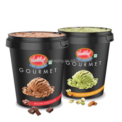 China Ecological. 2021JS Food Grade Hot Selling Custom Logo PP Ice Cream Container 1 Pint Food Grade Cookie Dough Plastic Frozen Ice Cream Container Plastic for sale