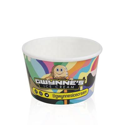 China Custom Logo Printed Disposable 4oz Food Grade Food Grade Paper Ice Cream Cup With Lid Spoon for sale