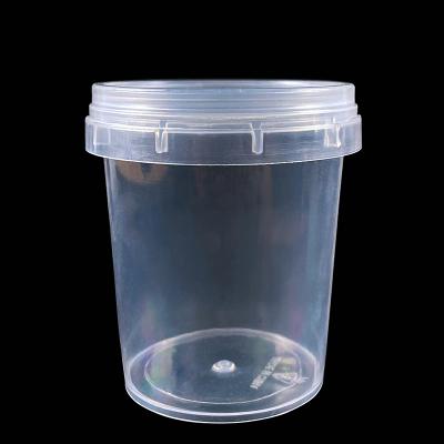 China New Arrival Hot Sale PP IML 500g 16oz Food Grade Single Wall Clear Plastic Custom Logo Customized Ice Cream Container With Lids for sale