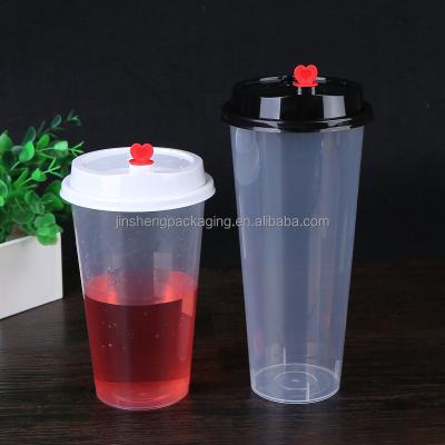 China Eco-friendly 300ml 500ml 700ml Good Quality Recyclable Disposable Clear Cup Plastic Milk Tea Cup Pla With Lid Cover for sale